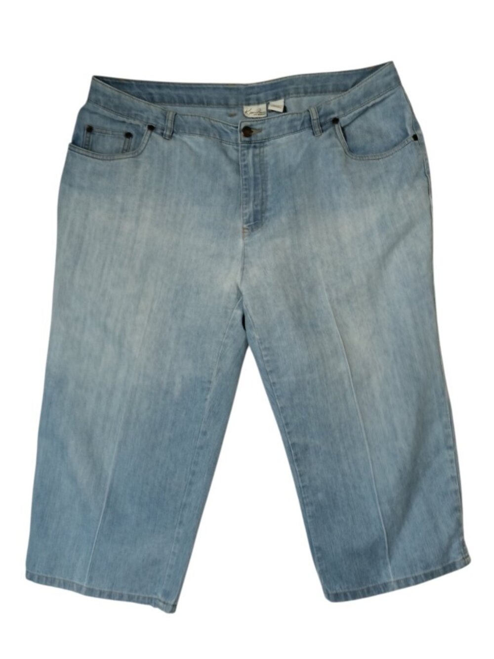 Kim Rogers Womens 18W Light Wash Denim Capri Jeans Stretch Plus Size Cropped